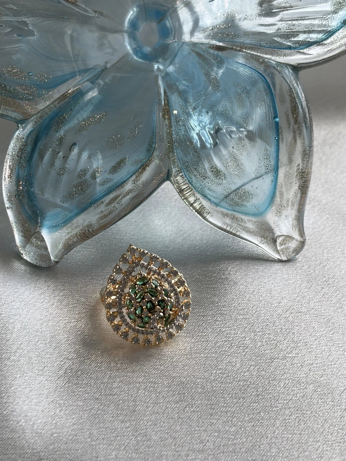 Emerald  Radiance Teardrop Statement Ring