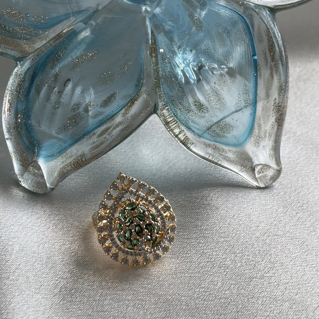 Emerald  Radiance Teardrop Statement Ring