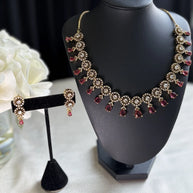 Crimson Cascade Statement Necklace Set