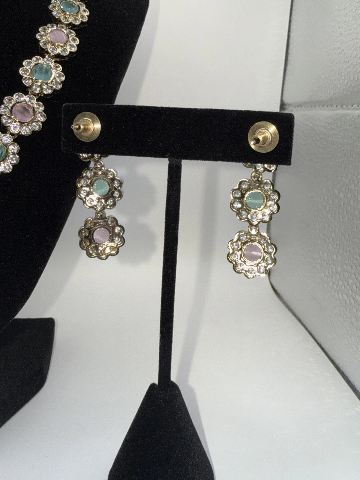 Pastel Floral Necklace Set with Matching Earrings