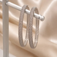 Silver Tone CZ Bangle Set Size 2.10 Indian Pakistani Bridal Party Jewelry