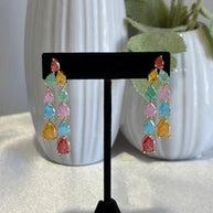 Multicolor Teardrop Gold Tone Dangle Earrings Pakistani Indian Jewelry