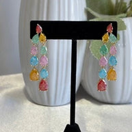 Multicolor Teardrop Gold Tone Dangle Earrings Pakistani Indian Jewelry
