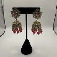 Traditional Pink Jhumka Statement Earrings