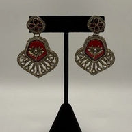 Vintage-Inspired Ruby Red Statement Earrings | Gold Bridal Earrings | Pakistani