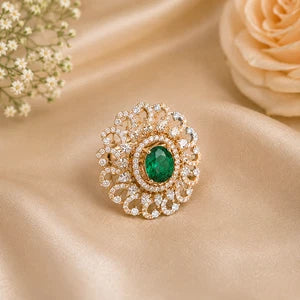 Green Cocktail Ring-Adjustable
