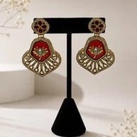 Vintage-Inspired Ruby Red Statement Earrings | Gold Bridal Earrings | Pakistani