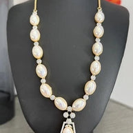 Elegant Pearl & Crystal Statement Jewelry Set | Gold Tone Necklace and Earrings