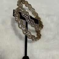 Gold Tone American Diamond Bangles Set Size 2.10 Elegant Wavy Crystal Design