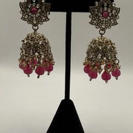 Traditional Pink Jhumka Statement Earrings