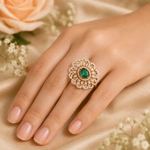 Green Cocktail Ring-Adjustable