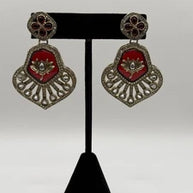 Vintage-Inspired Ruby Red Statement Earrings | Gold Bridal Earrings | Pakistani