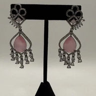 Blush Pink Crystal Chandelier Earrings | Pakistani & Indian Statement Earrings |
