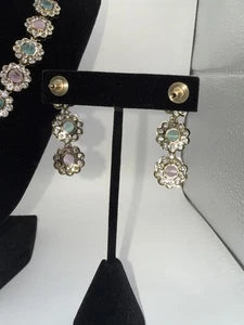 Pastel Floral Necklace Set with Matching Earrings
