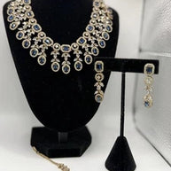 Royal Blue Crystal Necklace Set with Matching Earrings