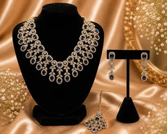 Royal Blue Crystal Necklace Set with Matching Earrings