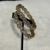 Gold Tone American Diamond Bangles Set Size 2.10 Elegant Wavy Crystal Design