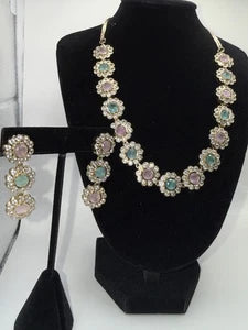 Pastel Floral Necklace Set with Matching Earrings