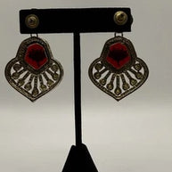 Vintage-Inspired Ruby Red Statement Earrings | Gold Bridal Earrings | Pakistani