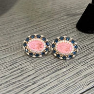 Pink & Sapphire Blue Statement Stud Earrings | Luxury Crystal Earrings
