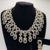 Royal Blue Crystal Necklace Set with Matching Earrings