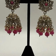 Traditional Pink Jhumka Statement Earrings