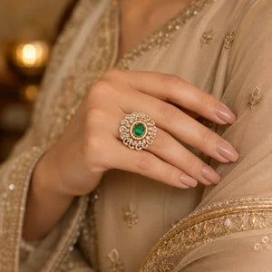 Green Cocktail Ring-Adjustable