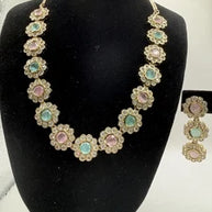Pastel Floral Necklace Set with Matching Earrings