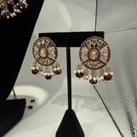 Maroon & Gold Traditional Jewelry Set with Matching Earrings