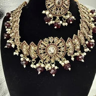 Maroon & Gold Traditional Jewelry Set with Matching Earrings