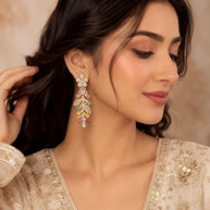 Hazoori Luxury Floral Crystal Statement Earrings | Multicolor Gemstone Earrings