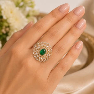 Green Cocktail Ring-Adjustable