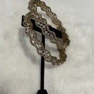 Gold Tone American Diamond Bangles Set Size 2.10 Elegant Wavy Crystal Design