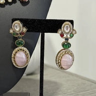 Sabyasachi Inspired Necklace Earrings Set | Pink Stone Multicolor Gem Bridal Jew