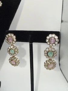 Pastel Floral Necklace Set with Matching Earrings