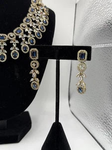 Royal Blue Crystal Necklace Set with Matching Earrings