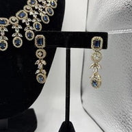 Royal Blue Crystal Necklace Set with Matching Earrings