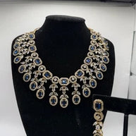 Royal Blue Crystal Necklace Set with Matching Earrings