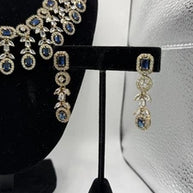 Royal Blue Crystal Necklace Set with Matching Earrings