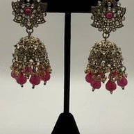 Traditional Pink Jhumka Statement Earrings