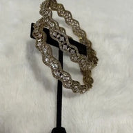 Gold Tone American Diamond Bangles Set Size 2.10 Elegant Wavy Crystal Design