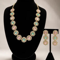 Pastel Floral Necklace Set with Matching Earrings