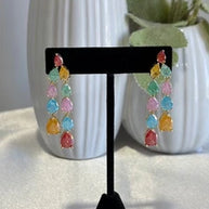 Multicolor Teardrop Gold Tone Dangle Earrings Pakistani Indian Jewelry