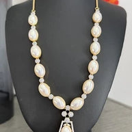 Elegant Pearl & Crystal Statement Jewelry Set | Gold Tone Necklace and Earrings