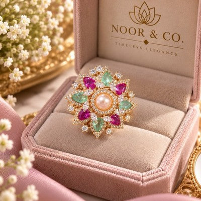 Multicolor Pearl Statement Ring