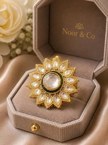 Noor & Co Gold Tone Kundan Statement Ring