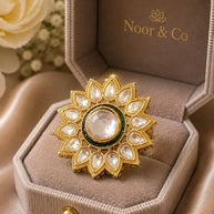 Noor & Co Gold Tone Kundan Statement Ring