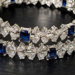 Sapphire Blue Floral Crystal Bangles