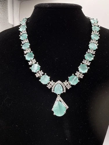 Elegant Mint Green & Silver Jewelry Set