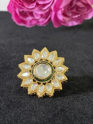 Noor & Co Gold Tone Kundan Statement Ring